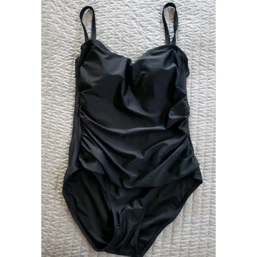 DKNY Black Size XXL One Piece Bathing Suit NEW Adjustable Straps Classic Style - Picture 3 of 11
